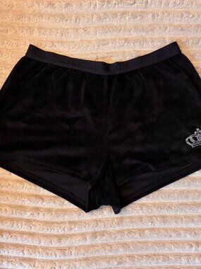 Juicy Couture Velour Black Mini Shorts Sleepwear Size XS 7/8